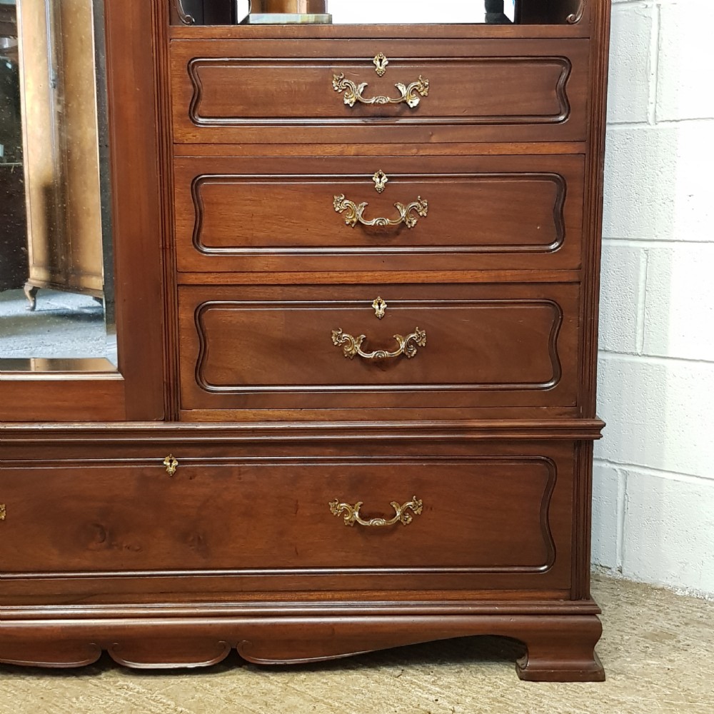 ANTIQUE ART NOUVEAU MAHOGANY COMBINATION WARDROBE C1890 View VI