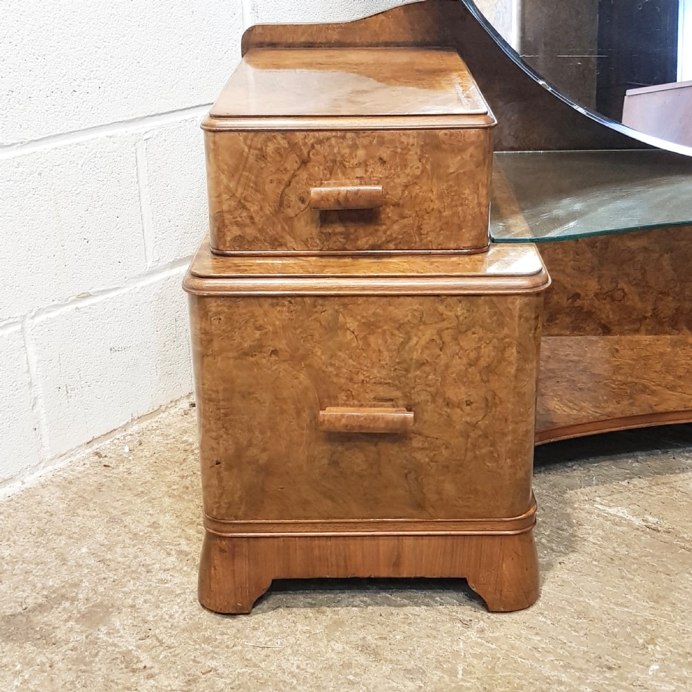 ANTIQUE ART DECO BURR WALNUT DRESSING TABLE  WITH STOOL C1920 View VII