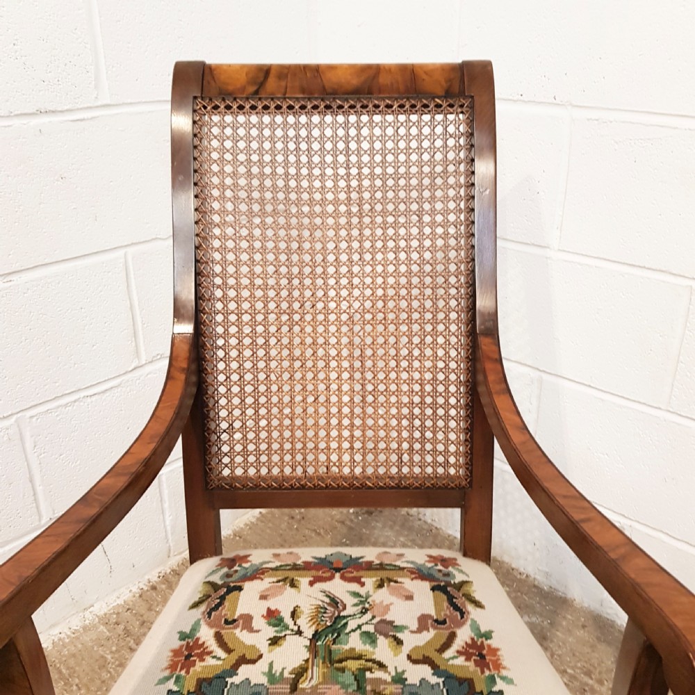 ANTIQUE BURR WALNUT  SPLT CANE SALON CHAIR C1920 View VI