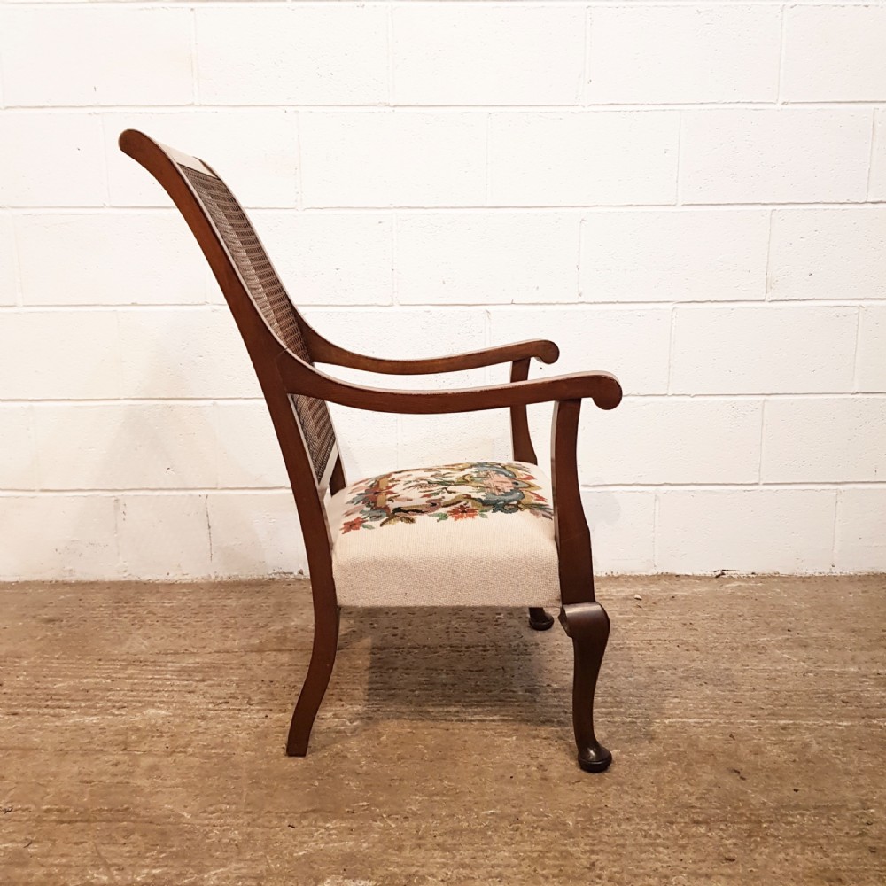 ANTIQUE BURR WALNUT  SPLT CANE SALON CHAIR C1920 View VII