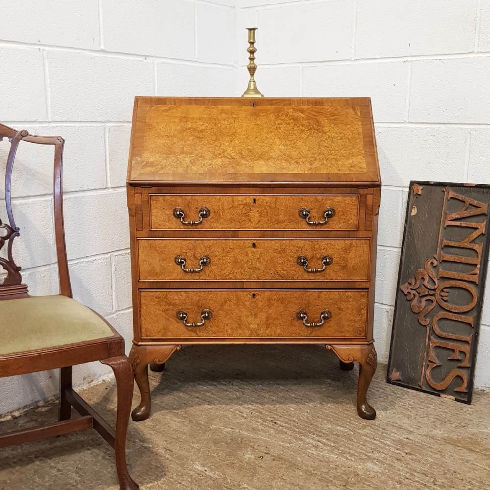 ANTIQUE BURR WALNUT BUREAU C1920