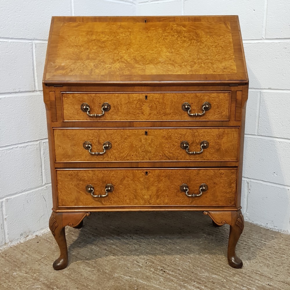 ANTIQUE BURR WALNUT BUREAU C1920 View II