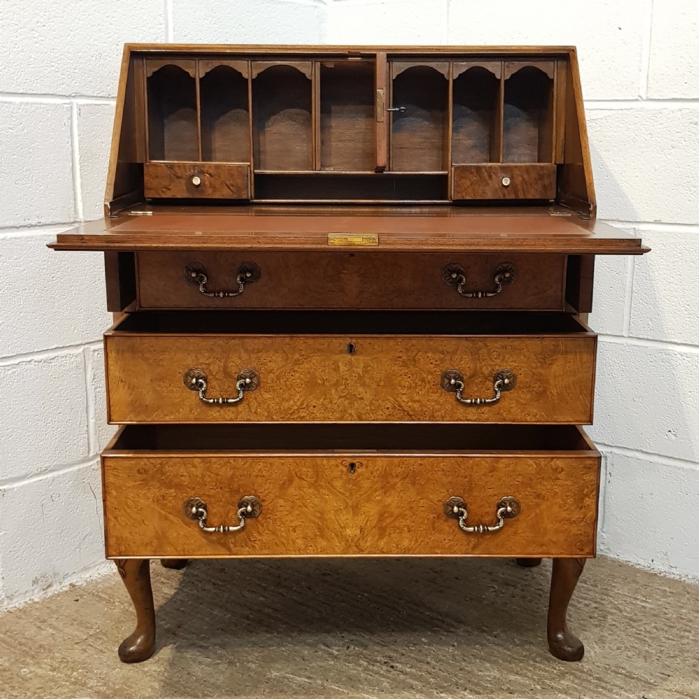 ANTIQUE BURR WALNUT BUREAU C1920 View III