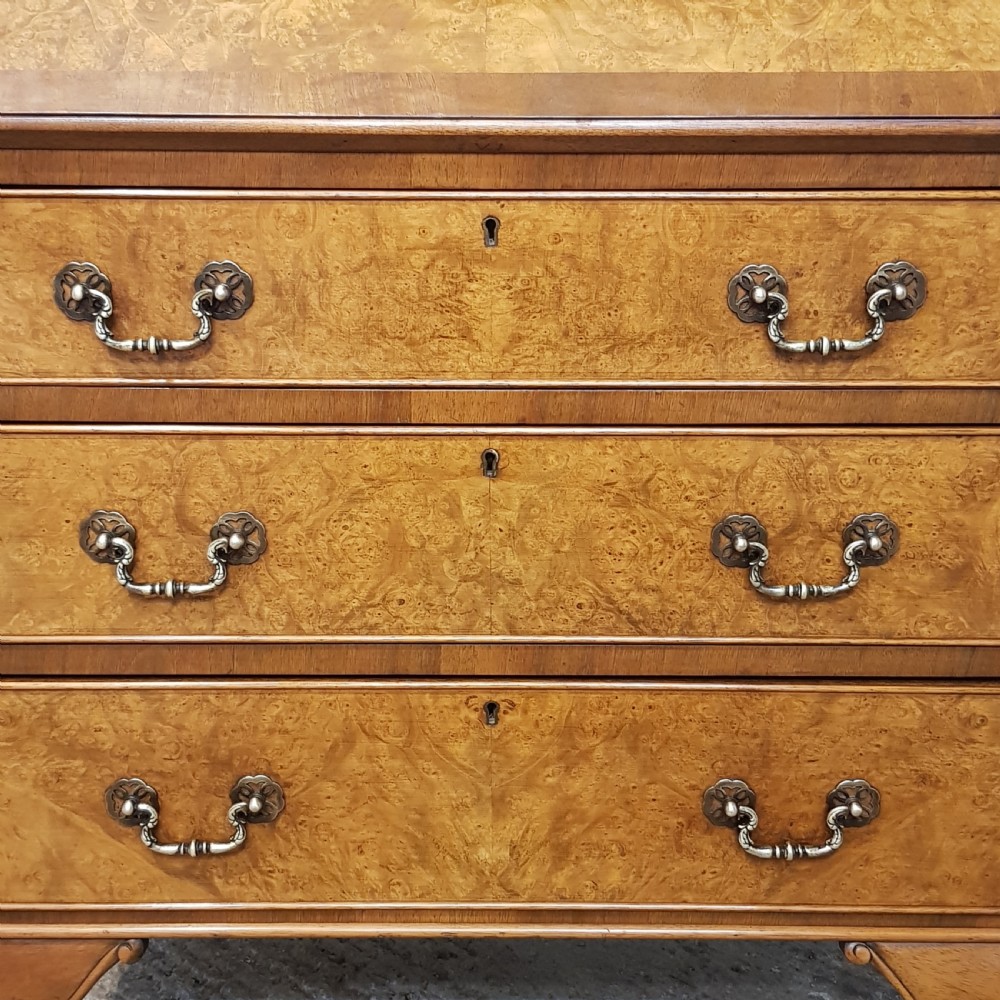 ANTIQUE BURR WALNUT BUREAU C1920 View V