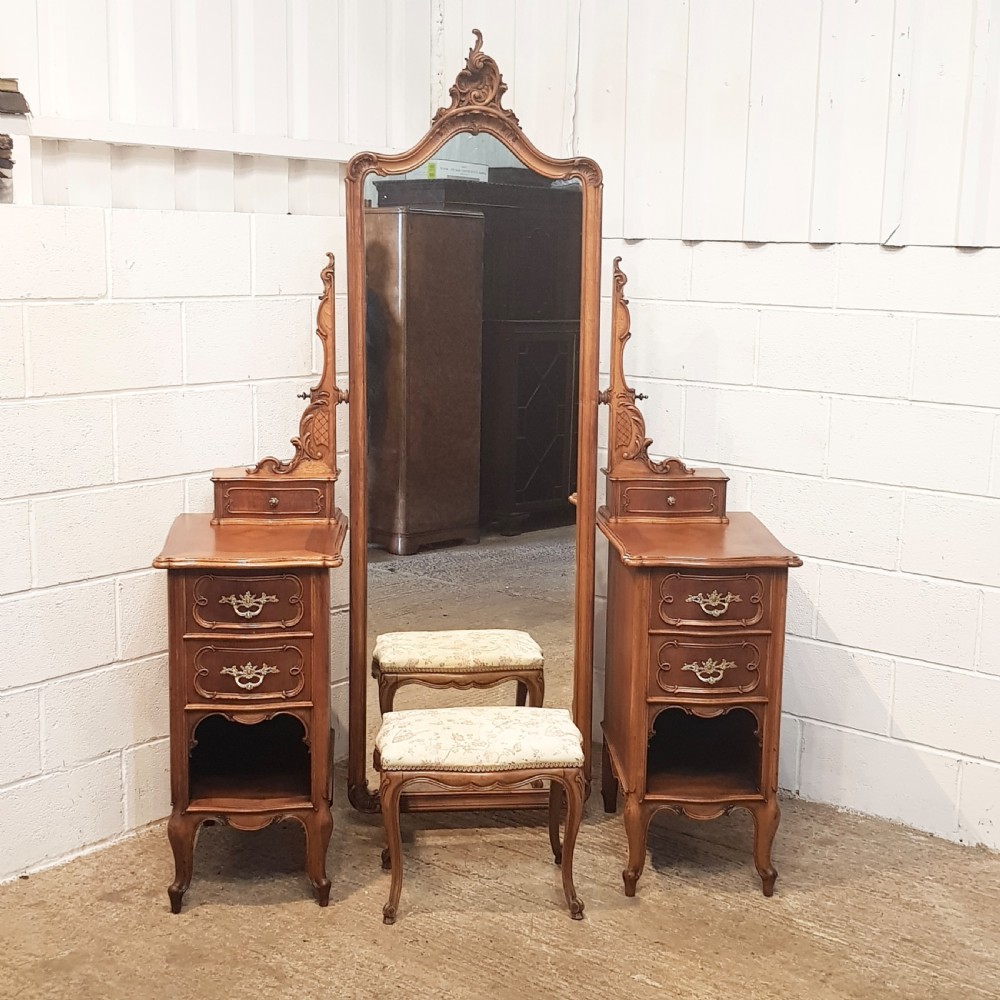 SUPERB ANTIQUE LATE 19TH CENTURY FRENCH WALNUT DRESSING TABLE & STTOOL C1890 View IX