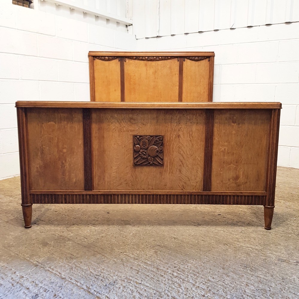 ANTIQUE FRENCH CARVED OAK DOUBLE BED C1920 View II