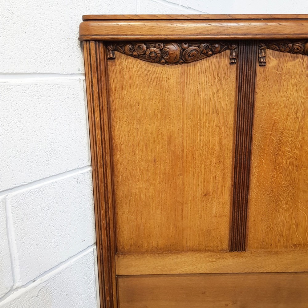 ANTIQUE FRENCH CARVED OAK DOUBLE BED C1920 View III