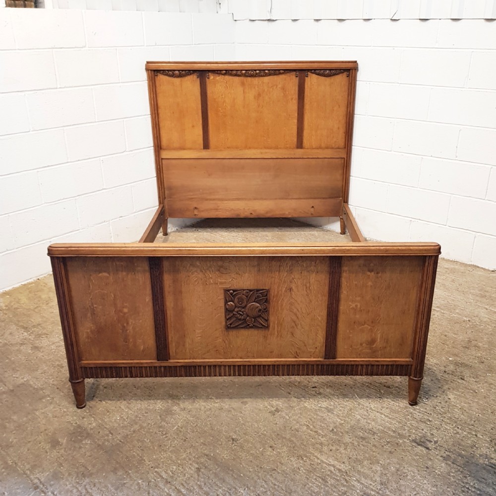 ANTIQUE FRENCH CARVED OAK DOUBLE BED C1920 View IV