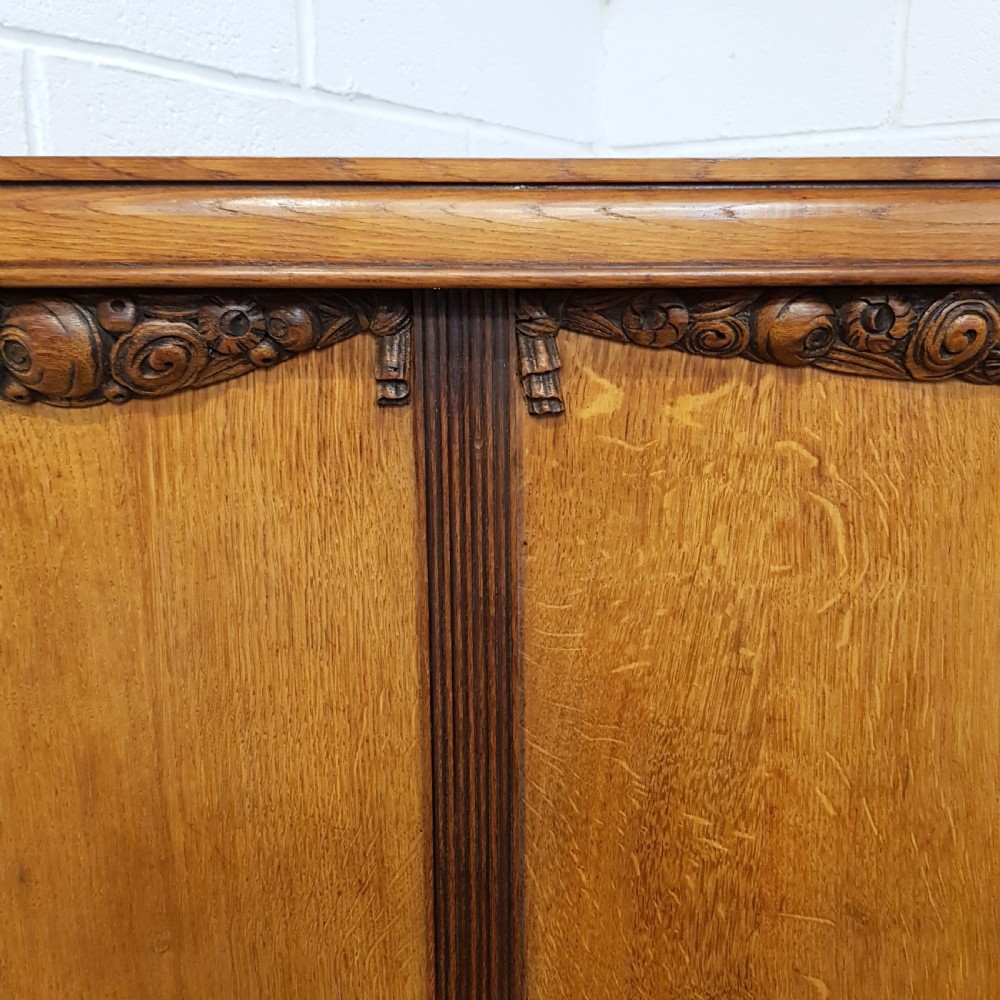 ANTIQUE FRENCH CARVED OAK DOUBLE BED C1920 View V
