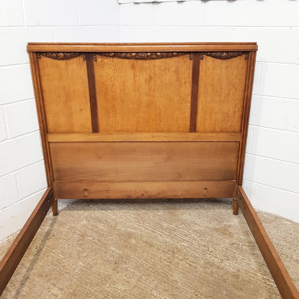 ANTIQUE FRENCH CARVED OAK DOUBLE BED C1920 View VI
