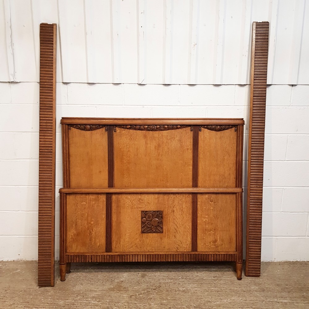 ANTIQUE FRENCH CARVED OAK DOUBLE BED C1920 View VII