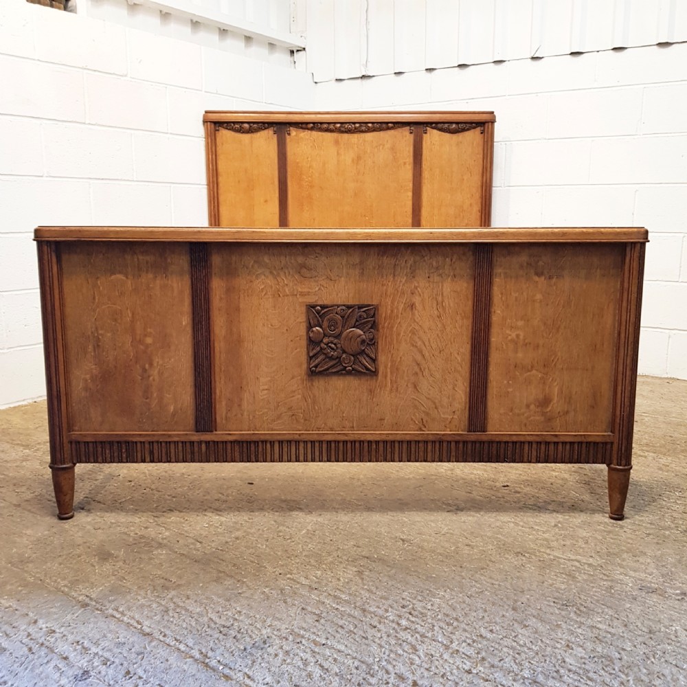 ANTIQUE FRENCH CARVED OAK DOUBLE BED C1920 View X