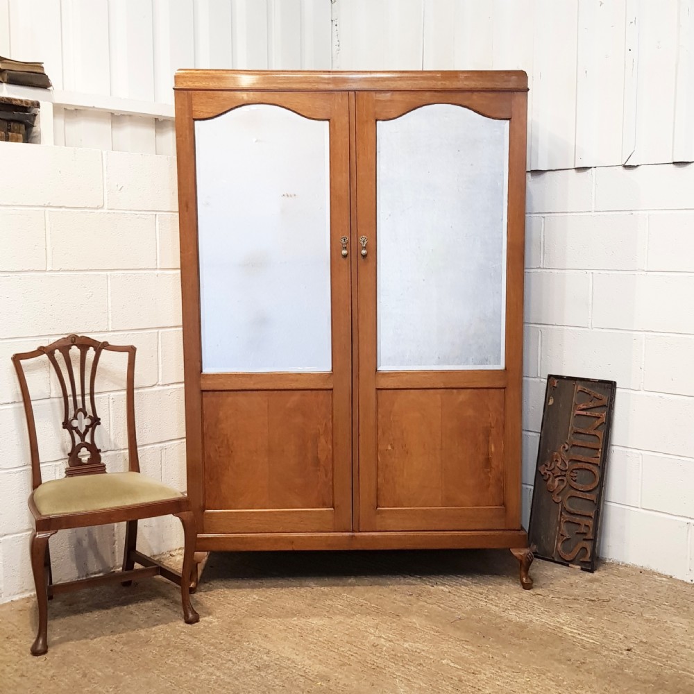 ANTIQUE WALNUT DOUBKE FITTED WARDROBE C1920