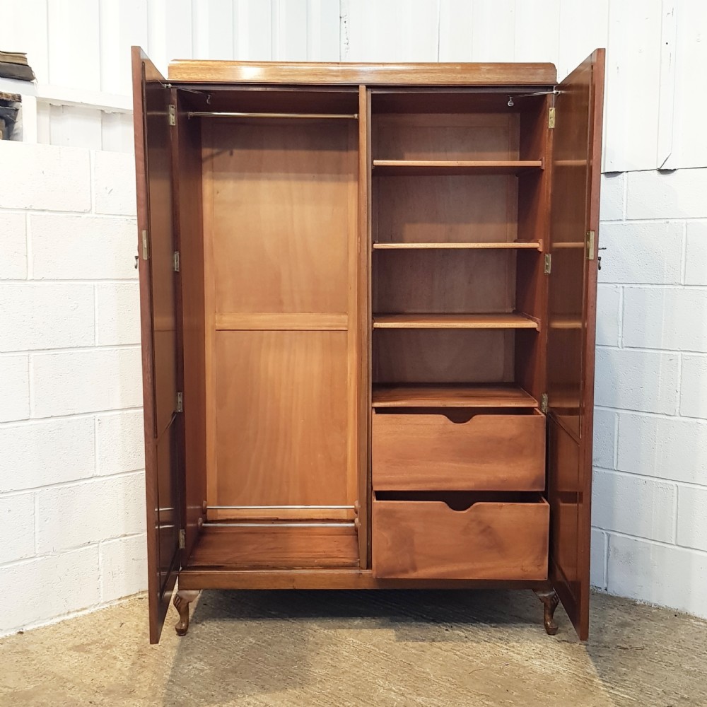 ANTIQUE WALNUT DOUBKE FITTED WARDROBE C1920 View V