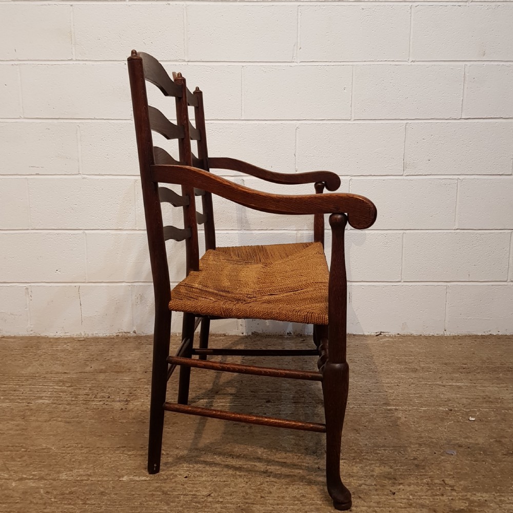 ANTIQUE 18TH CENTURY OAK TWO CHAIR LADDER BACK SOFA C1780 View IV