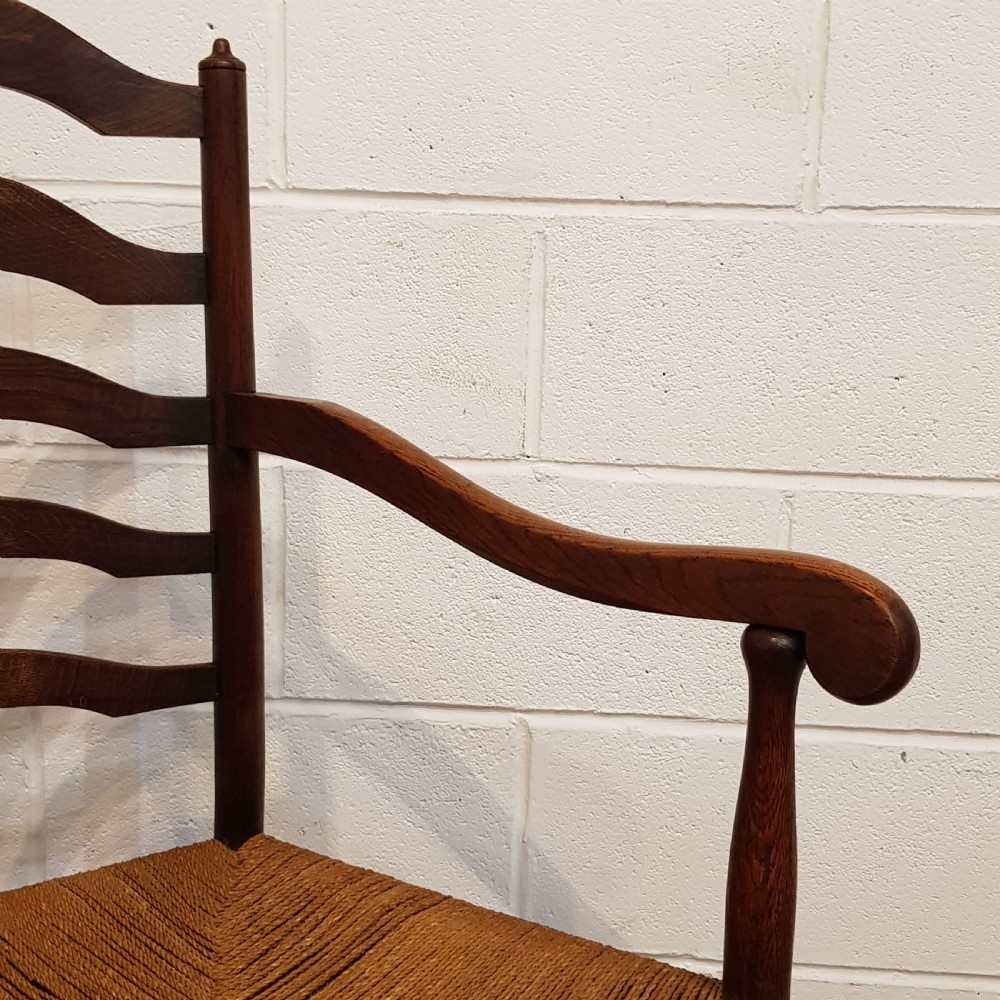 ANTIQUE 18TH CENTURY OAK TWO CHAIR LADDER BACK SOFA C1780 View V