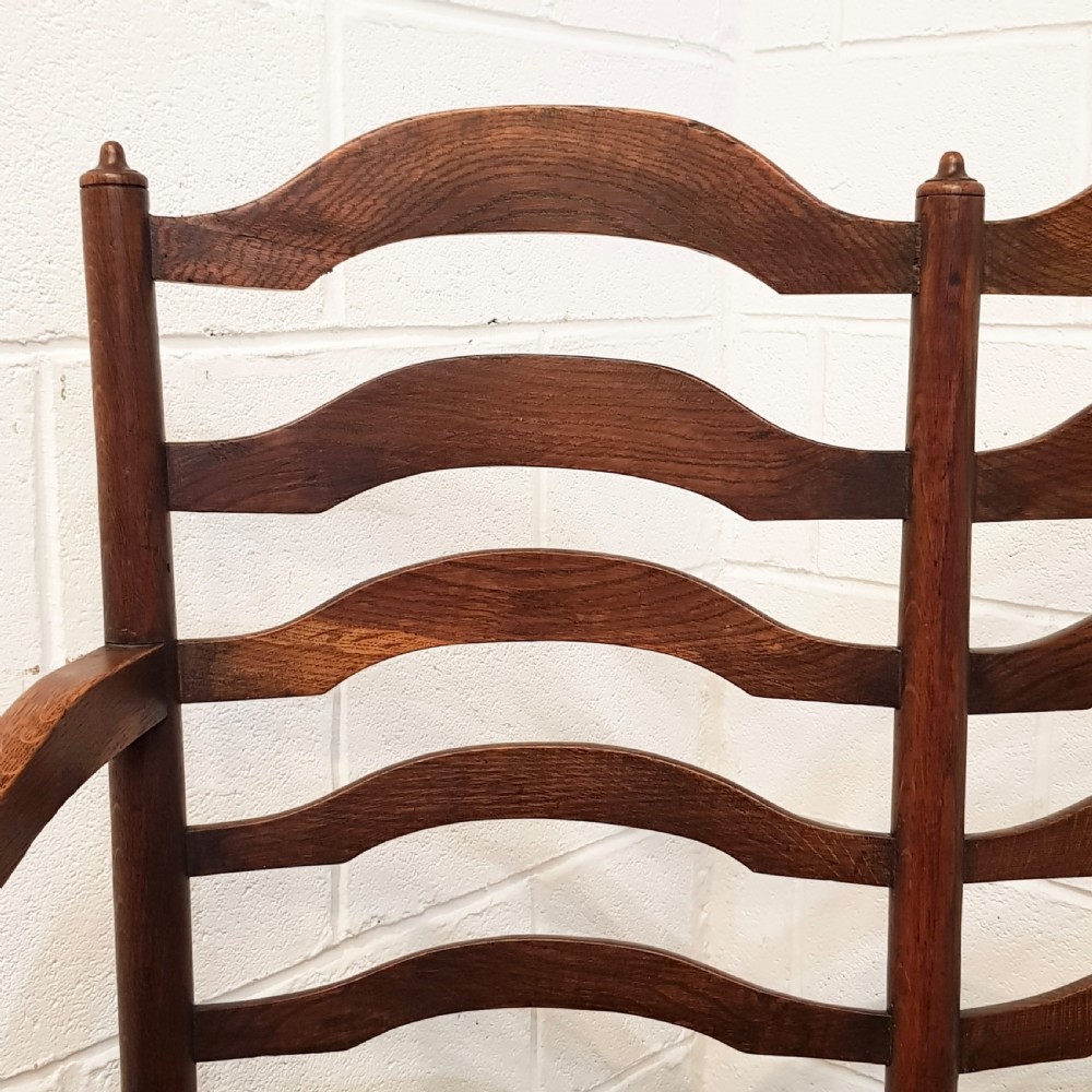 ANTIQUE 18TH CENTURY OAK TWO CHAIR LADDER BACK SOFA C1780 View VI
