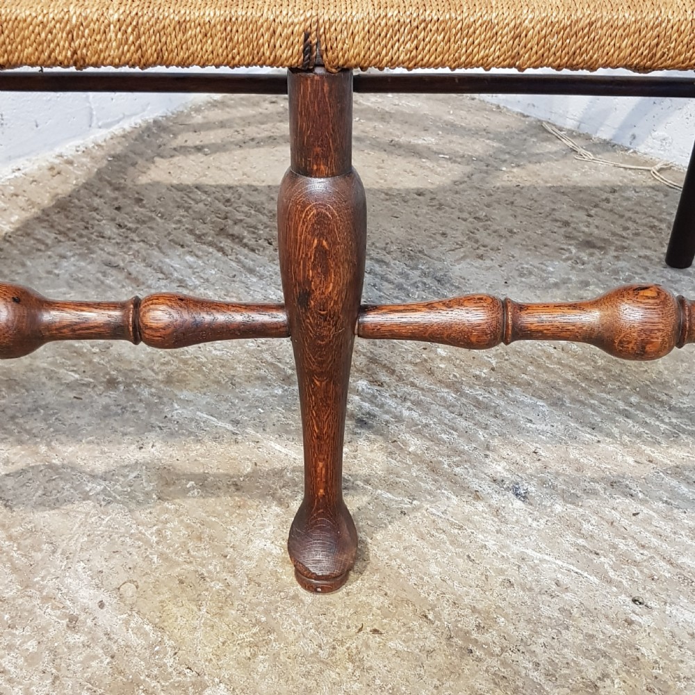 ANTIQUE 18TH CENTURY OAK TWO CHAIR LADDER BACK SOFA C1780 View VIII