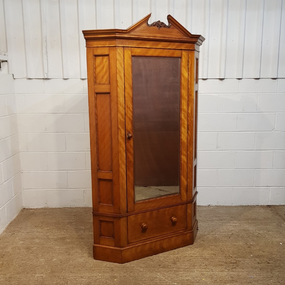 ANTIQUE VICTORIAN SATINWOOD CORNER WARDROBE C1880 View IV