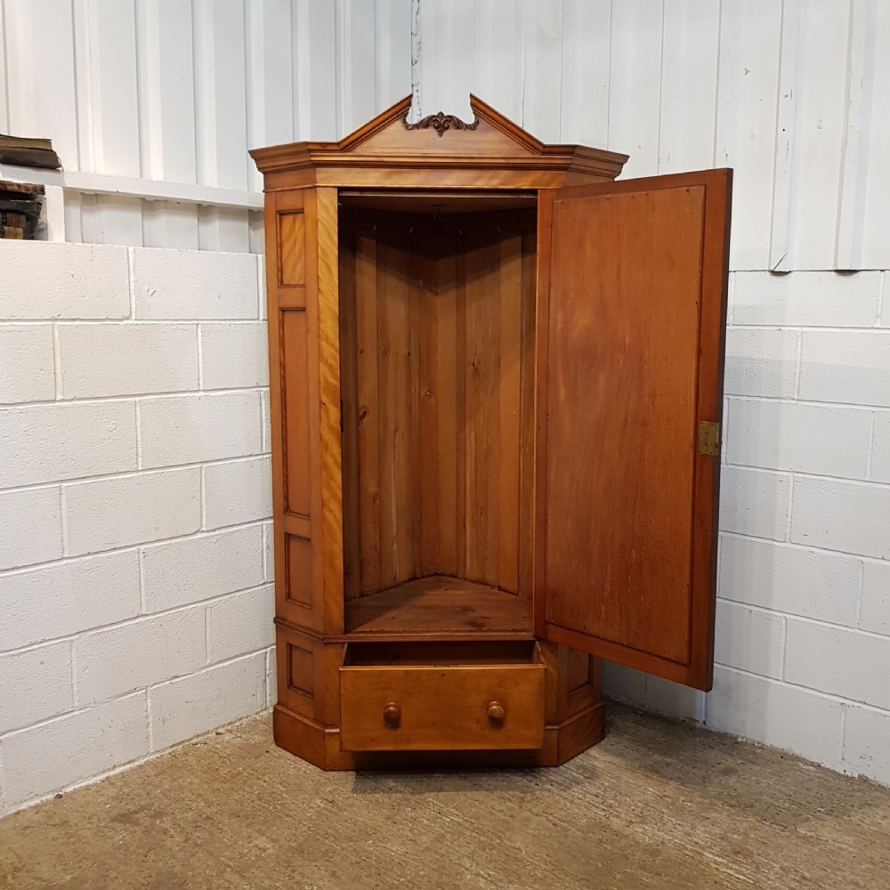 ANTIQUE VICTORIAN SATINWOOD CORNER WARDROBE C1880 View V