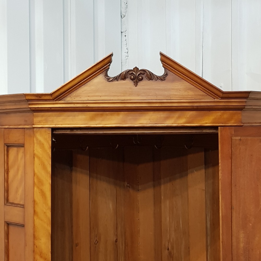 ANTIQUE VICTORIAN SATINWOOD CORNER WARDROBE C1880 View VI