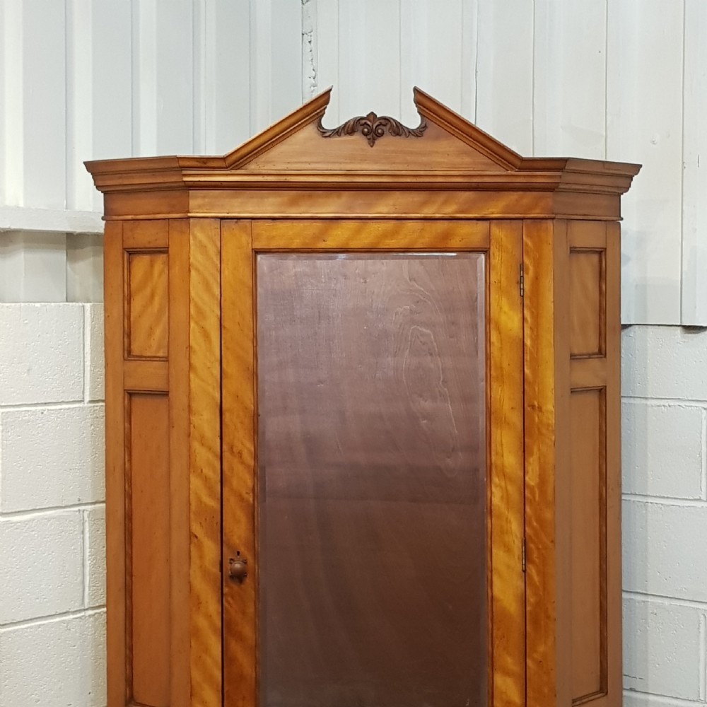 ANTIQUE VICTORIAN SATINWOOD CORNER WARDROBE C1880 View VII