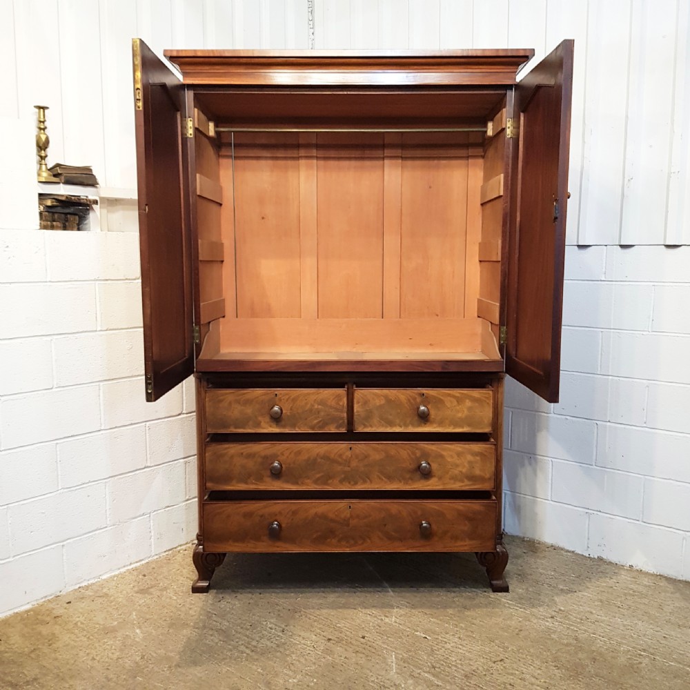 ANTIQUE WILLIAM 1V MAHOGANY CLOTHES PRESS C1830 View VI