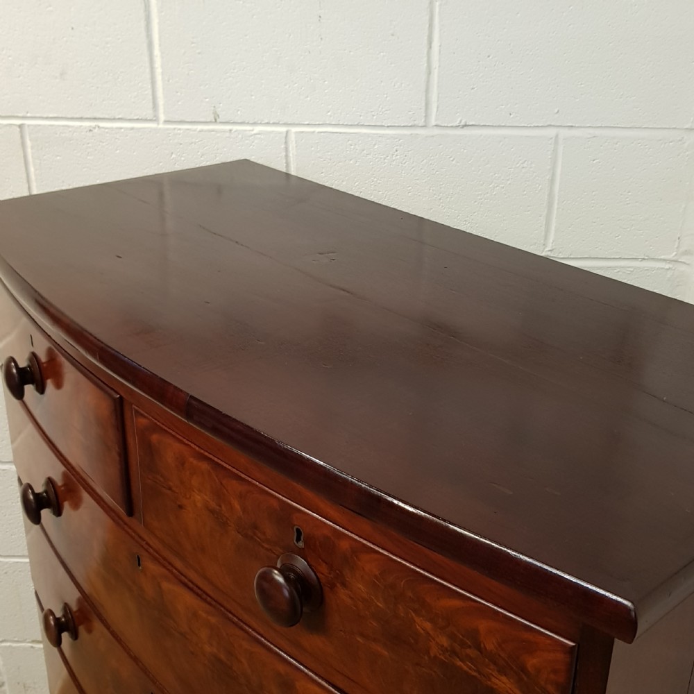 ANTIQUE VICTORIAN MAHOGANY BOW FRONT CHEST OF DRAWERS C1860 View IV
