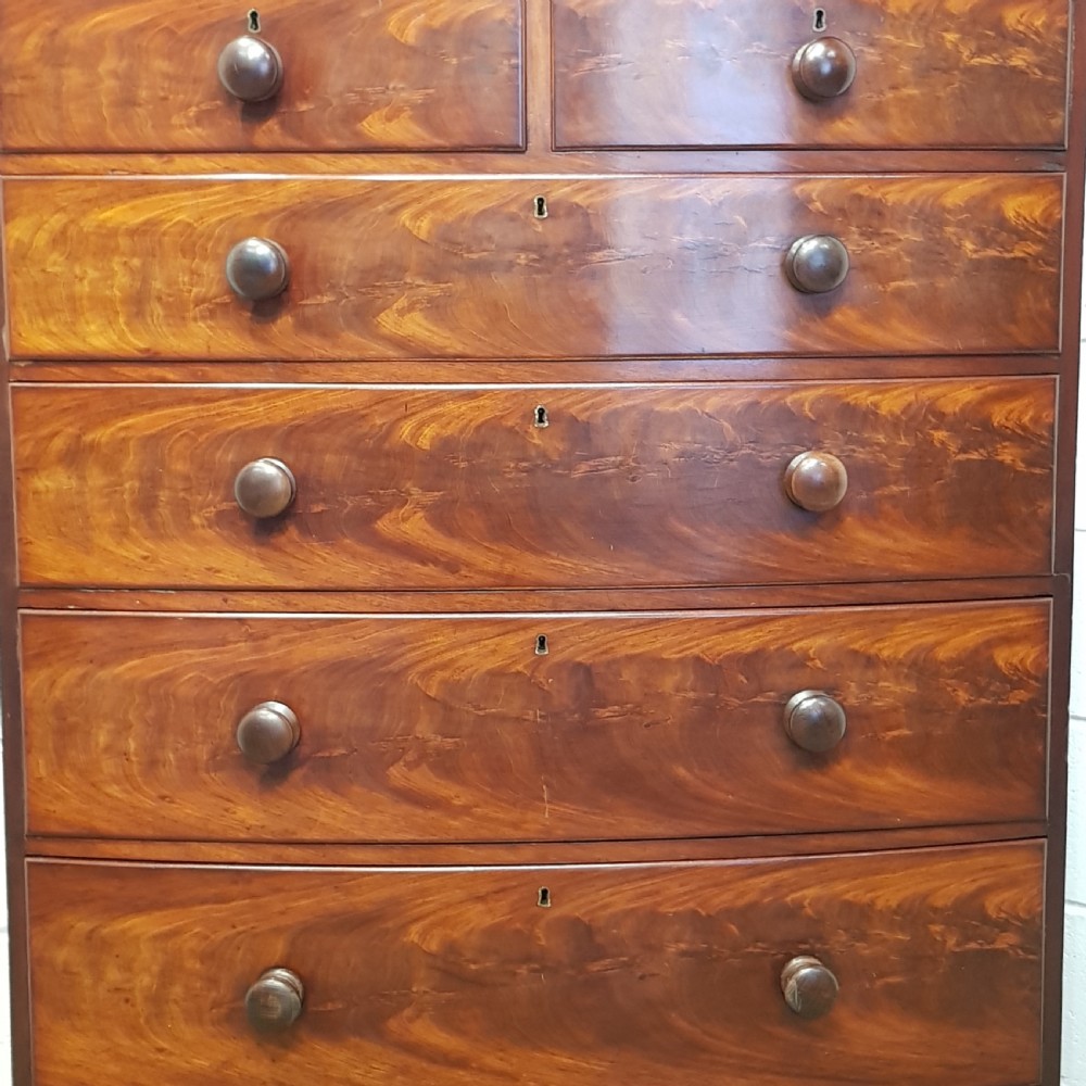ANTIQUE VICTORIAN MAHOGANY BOW FRONT CHEST OF DRAWERS C1860 View VI