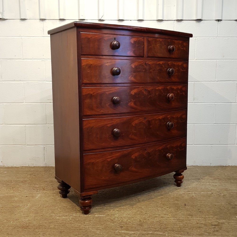 ANTIQUE VICTORIAN MAHOGANY BOW FRONT CHEST OF DRAWERS C1860 View VII