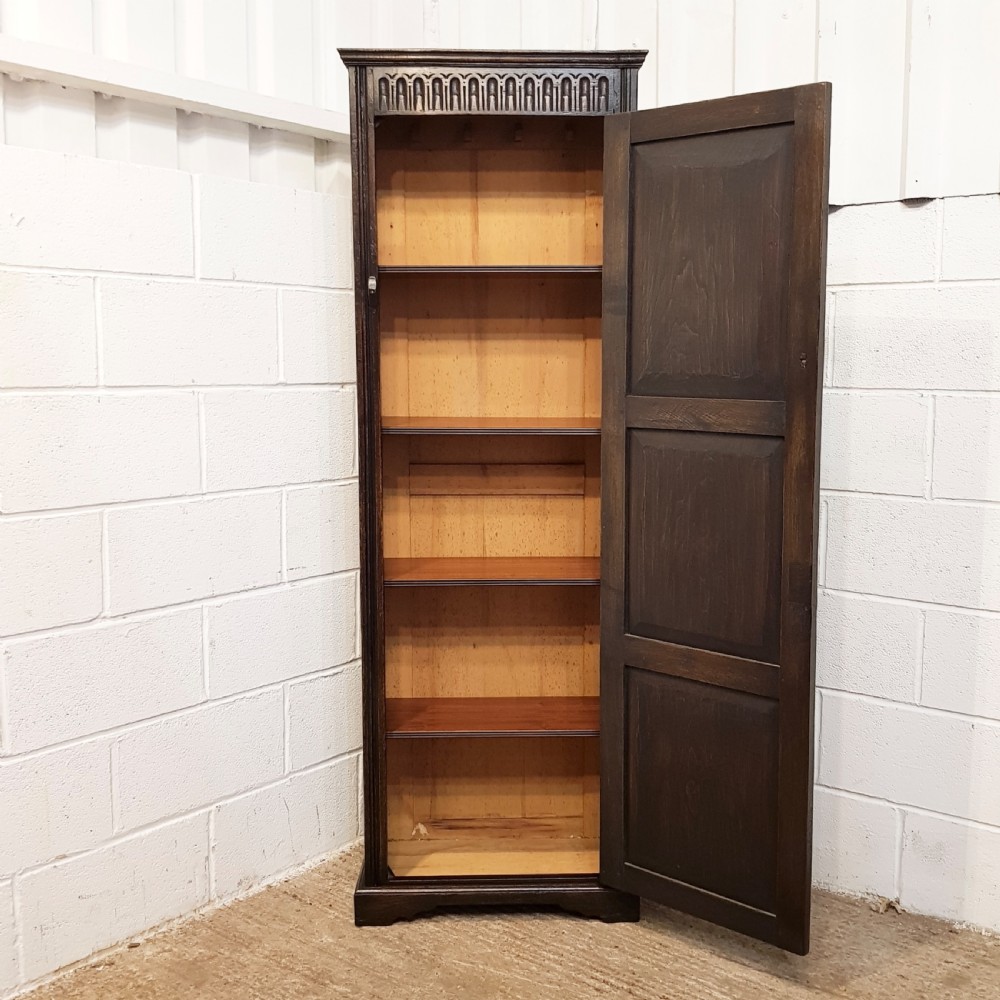 ANTIQUE TALL CARVED OAK CUPBOARD C1910 View VII