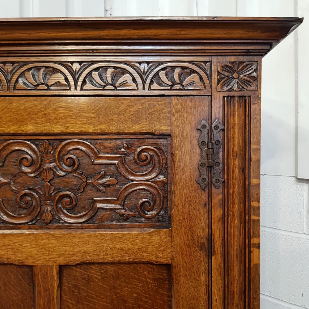 ANTIQUE CARVED OAK HALL ROBEC1920 View III