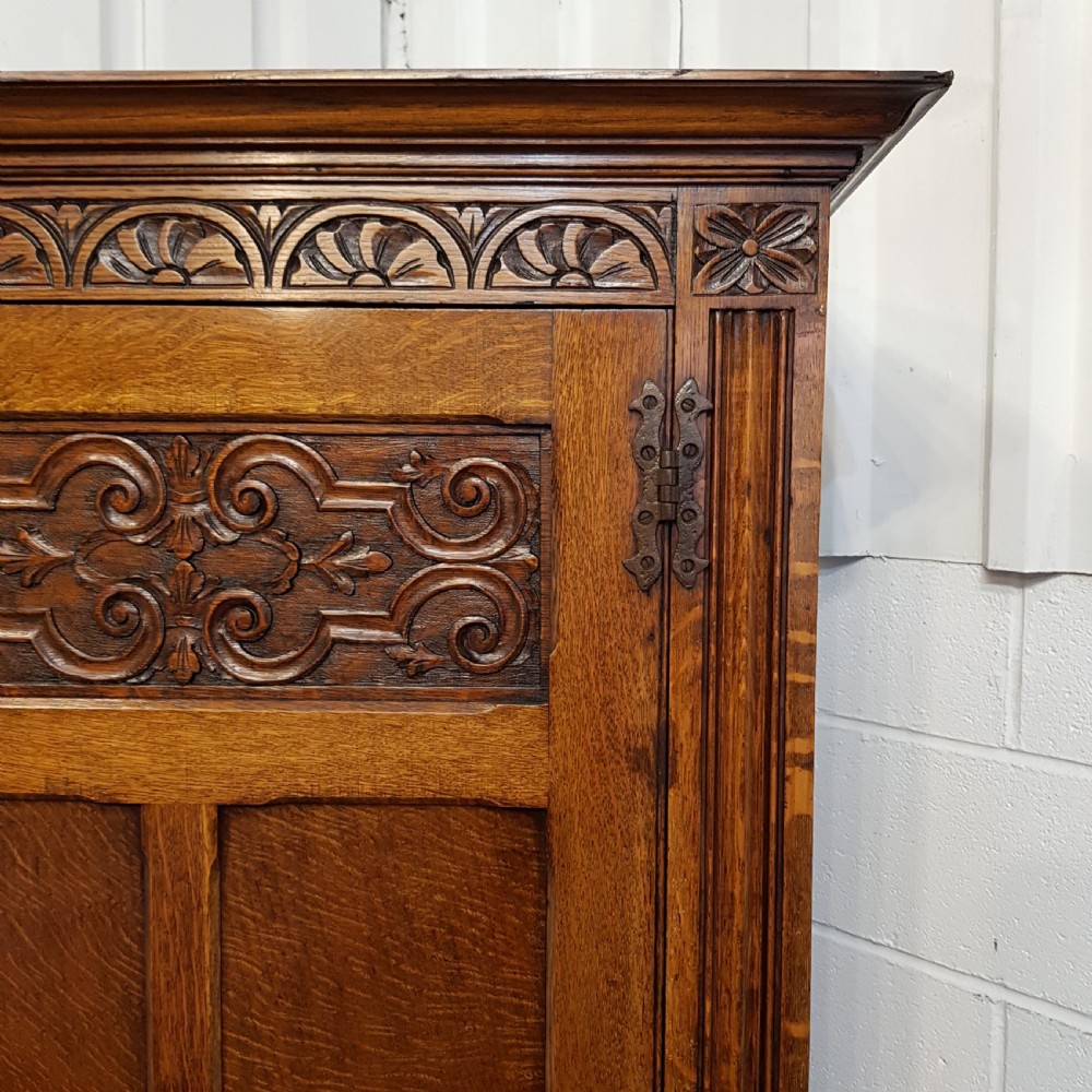 ANTIQUE CARVED OAK HALL ROBEC1920 View XII