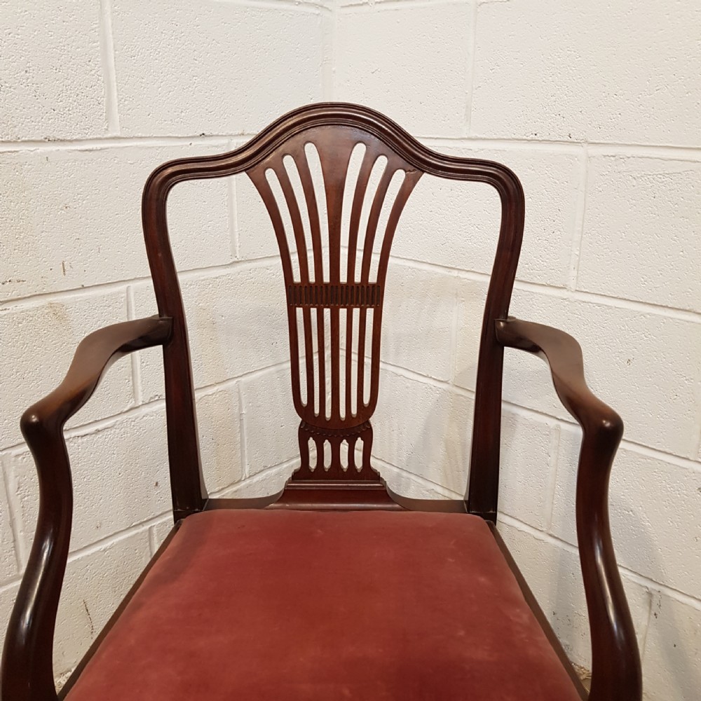 ANTIQUE SET EIGHT EDWARDIAN HEPPLEWHITE MAHOGANY DINING CHAIRS C1900 View III