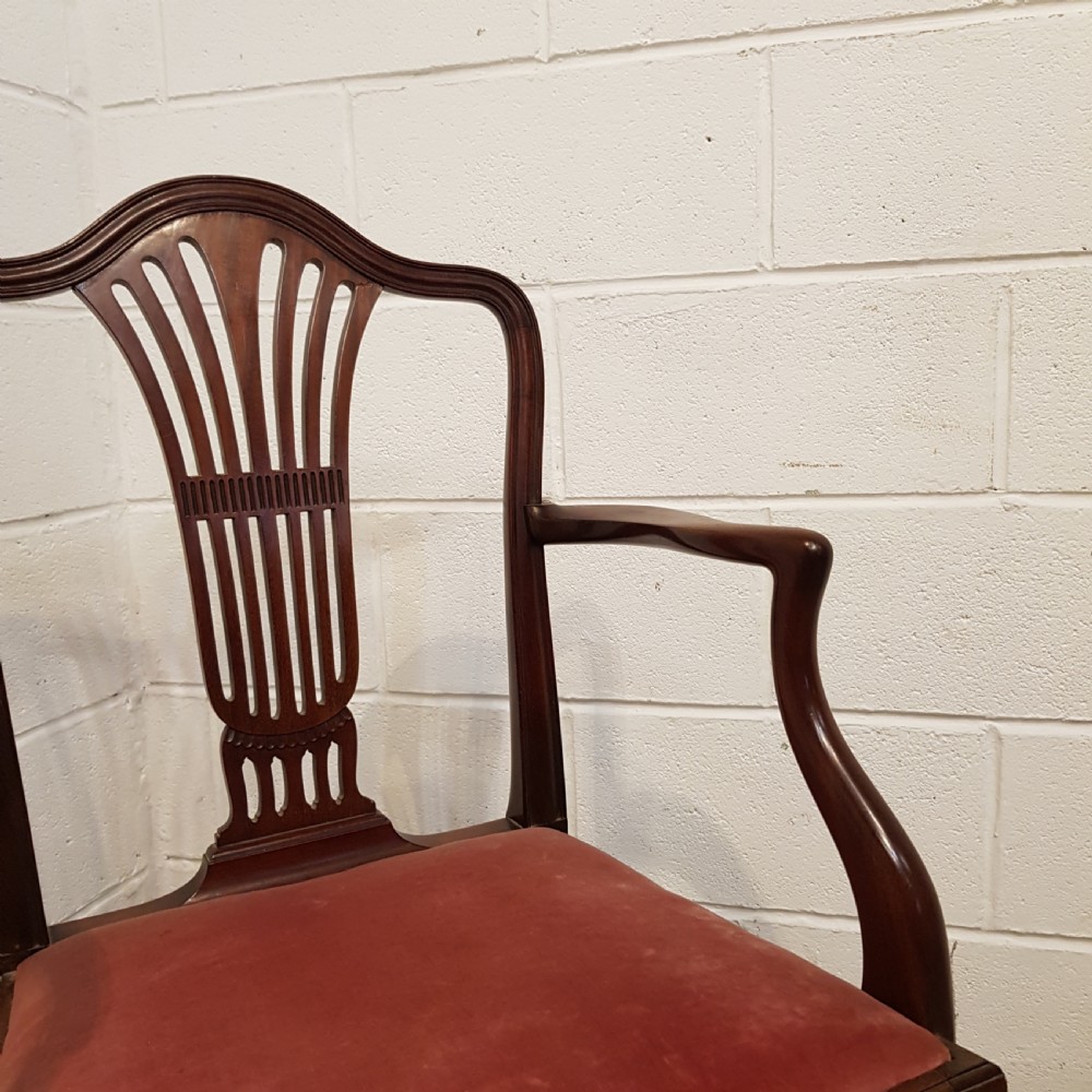 ANTIQUE SET EIGHT EDWARDIAN HEPPLEWHITE MAHOGANY DINING CHAIRS C1900 View IV