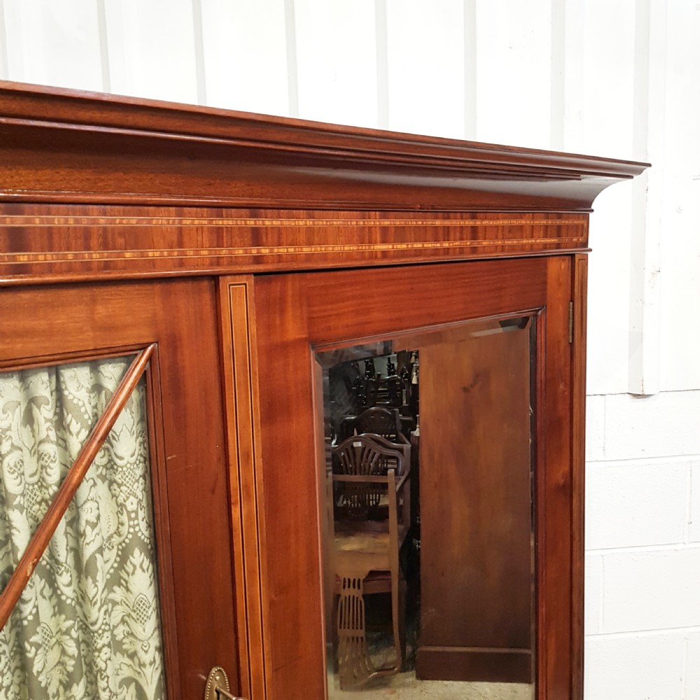 ANTIQUE EDWARDIAN MAHOGANY INLAID COMPACTUM WARDROBE C1900 View IV
