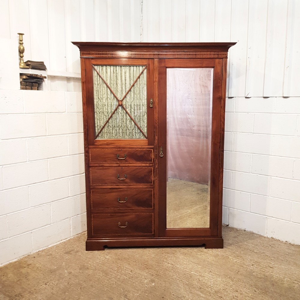 ANTIQUE EDWARDIAN MAHOGANY INLAID COMPACTUM WARDROBE C1900 View VII