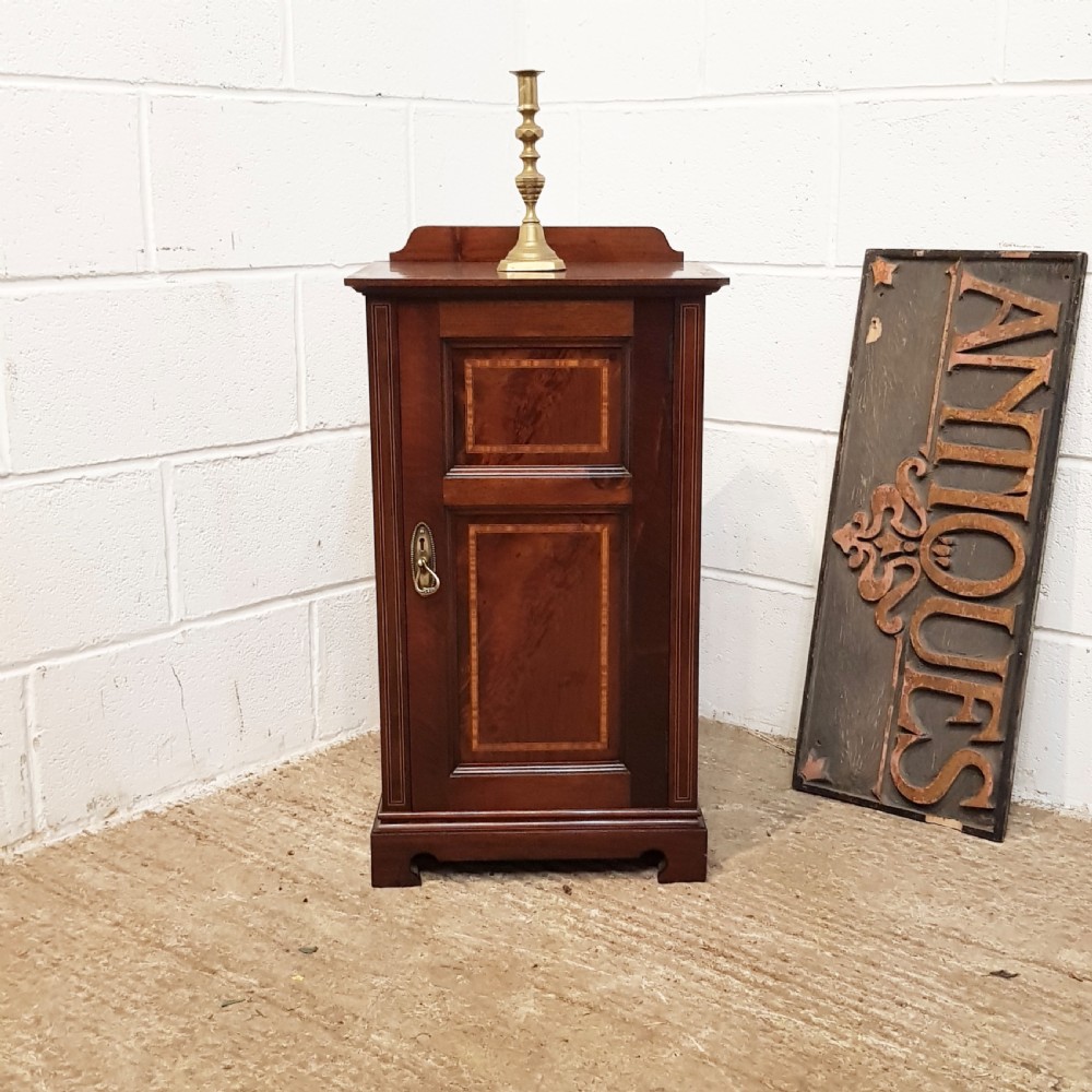 ANTIQUE EDWARDIAN INLAID MAHOGANY POT CUPBOARD C1900