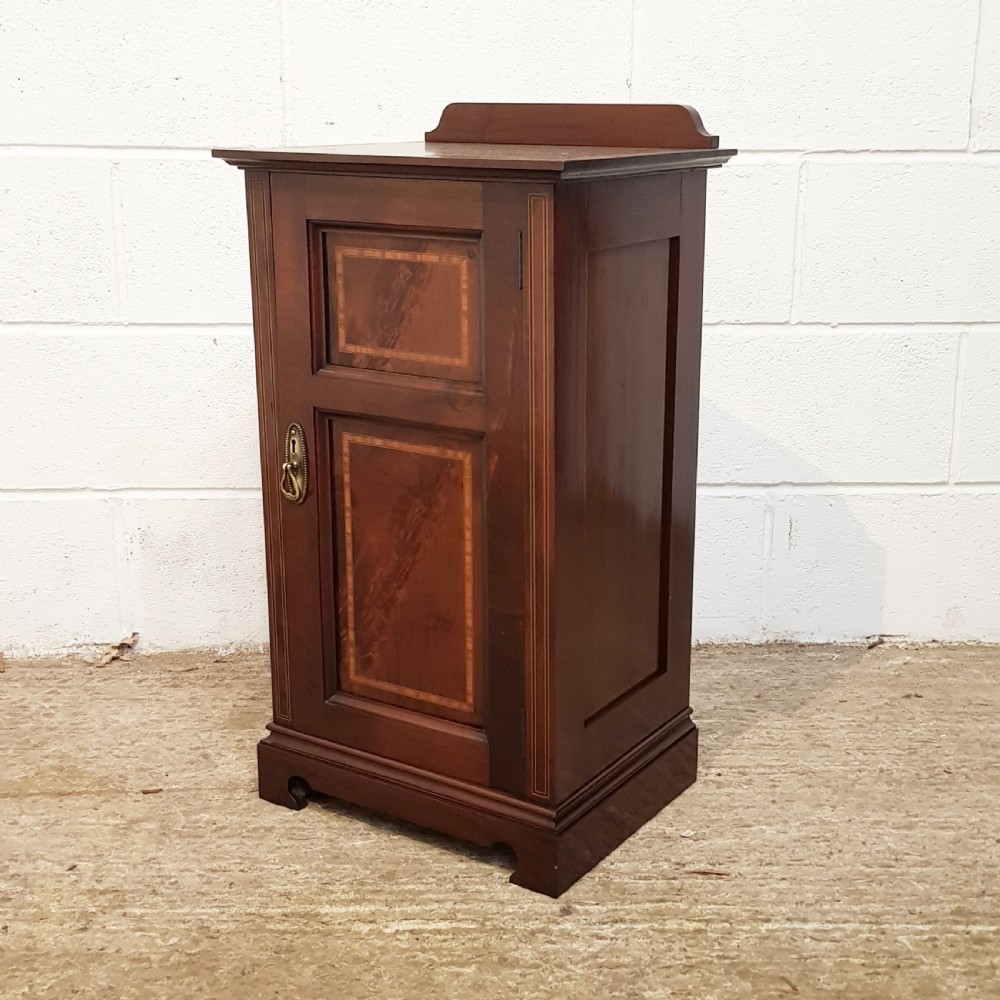 ANTIQUE EDWARDIAN INLAID MAHOGANY POT CUPBOARD C1900 View III