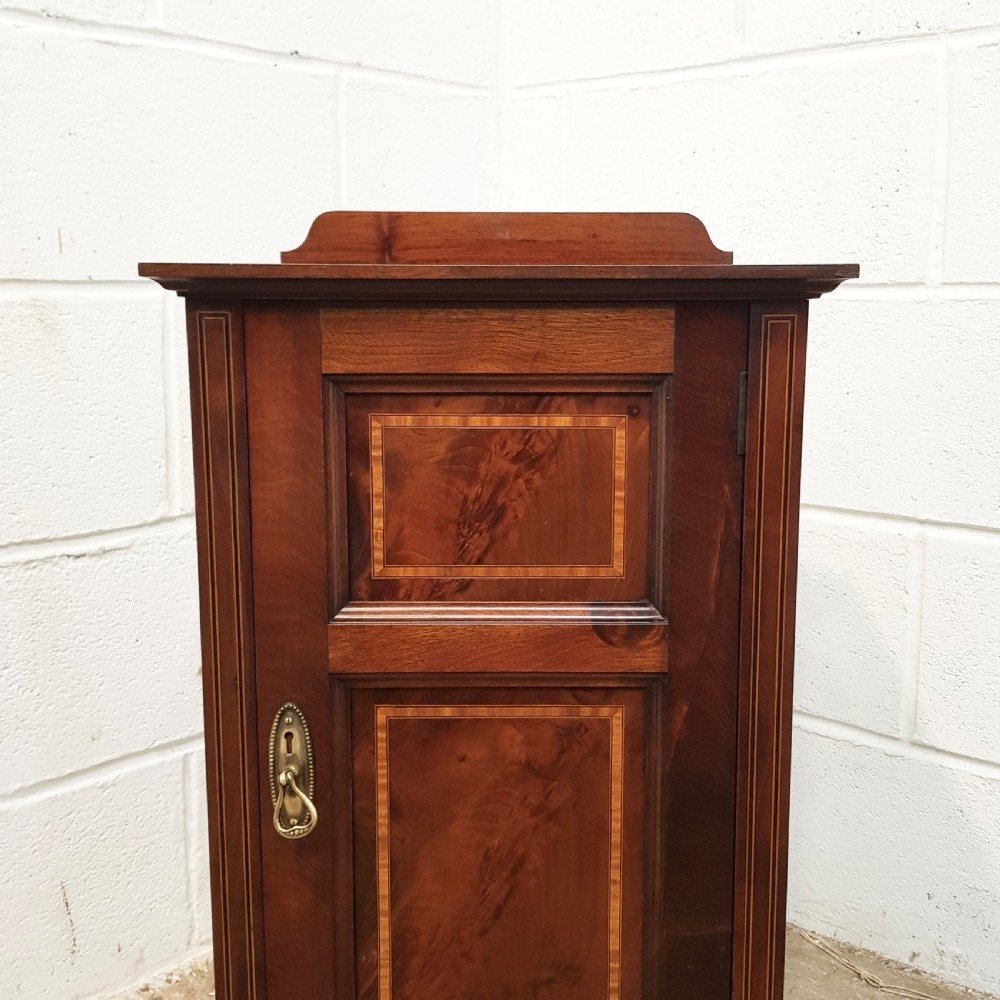ANTIQUE EDWARDIAN INLAID MAHOGANY POT CUPBOARD C1900 View V