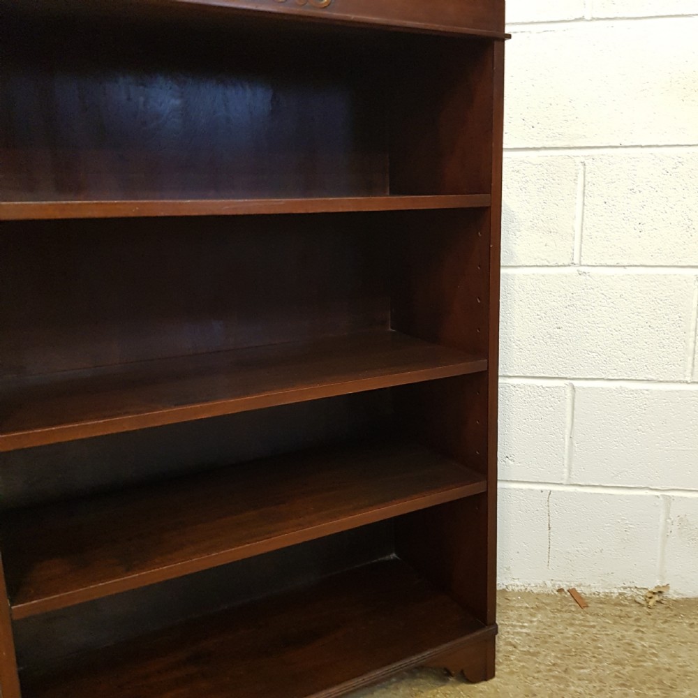 ANTIQUE EDWARDIAN SOLID MAHOGANY OPEN BOOKCASE C1900 View III