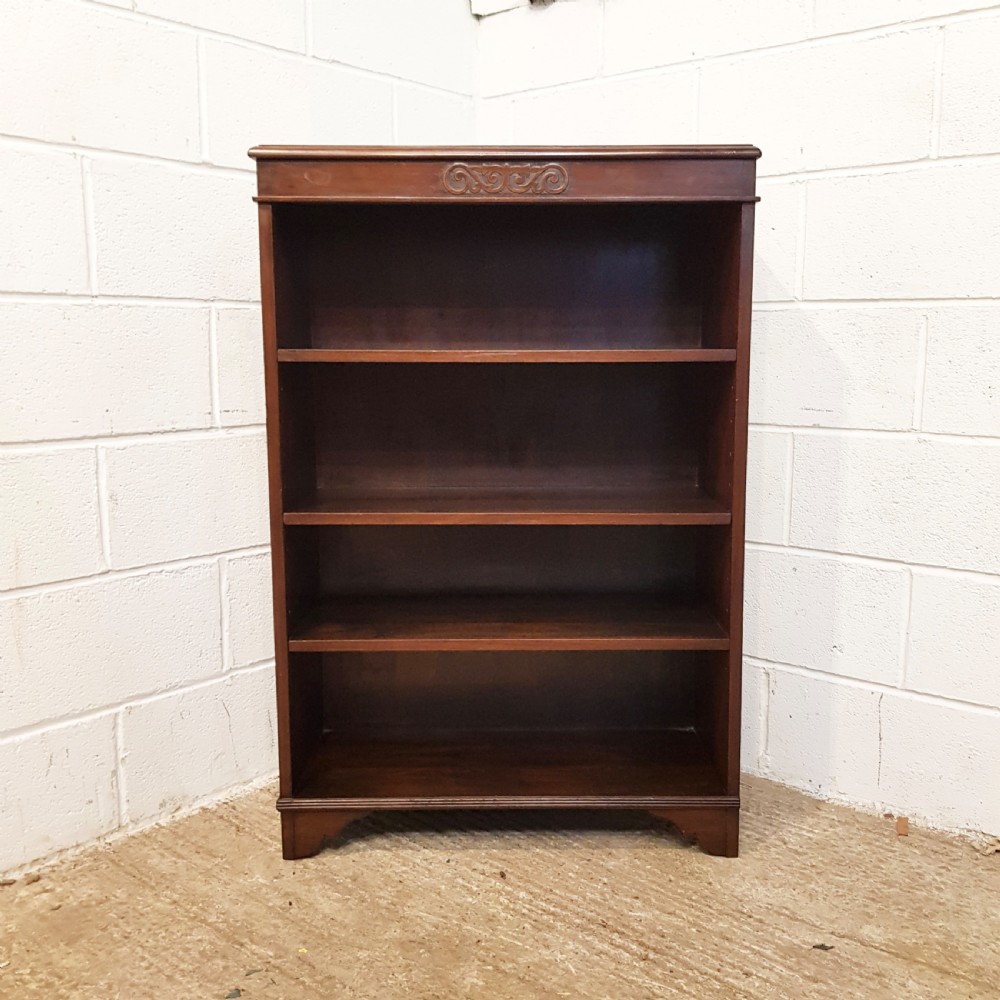 ANTIQUE EDWARDIAN SOLID MAHOGANY OPEN BOOKCASE C1900 View IV