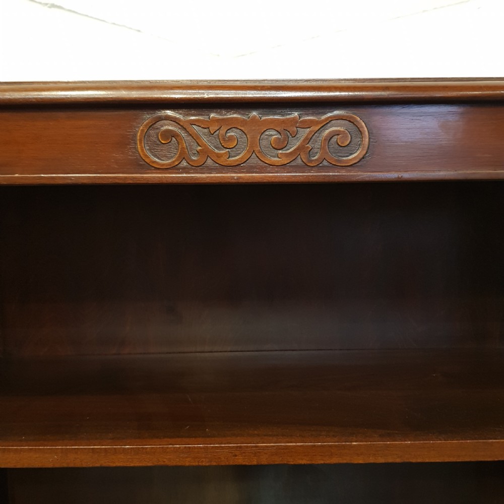 ANTIQUE EDWARDIAN SOLID MAHOGANY OPEN BOOKCASE C1900 View V