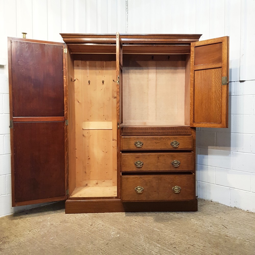 ANTIQUE EDWARDIAN OAK COMPACTUM WARDROBE C1900 View V