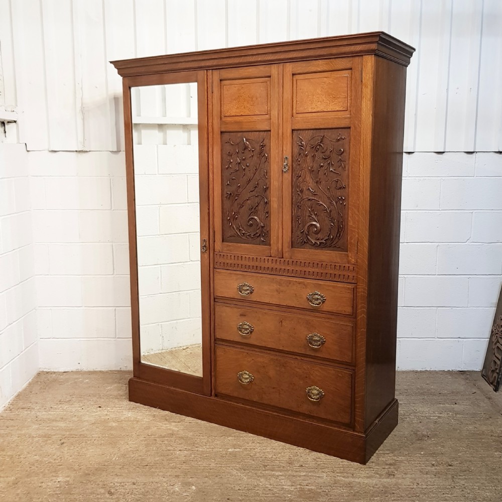 ANTIQUE EDWARDIAN OAK COMPACTUM WARDROBE C1900 View VI