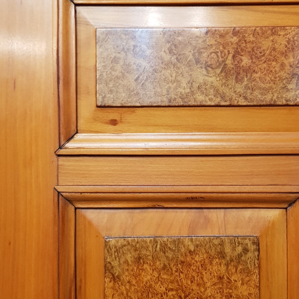 ANTIQUE EDWARDIAN SATINWOOD & BURR SATIN COMBINATION WARDROBE C1900 View V