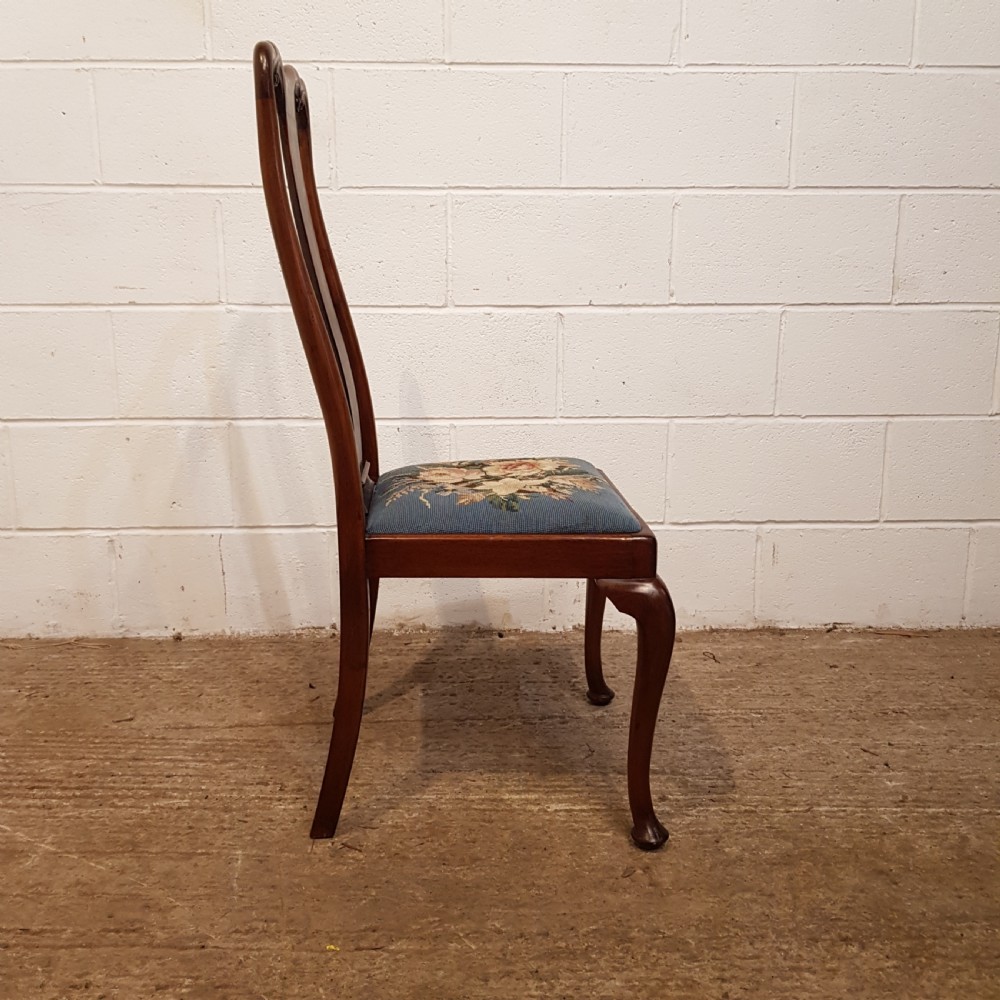 ANTIQUE EDWARDIAN SET OF EIGHT WALNUT QUEEN ANNE DINING CHAIRS C1900 View IX