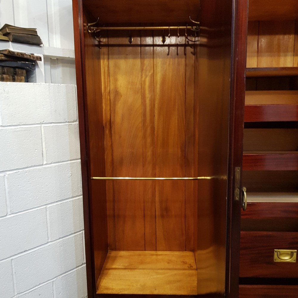 ANTIQUE EDWARDIAN INLAID MAHOGANY TRIPLE WARDROBE C1900 View IV