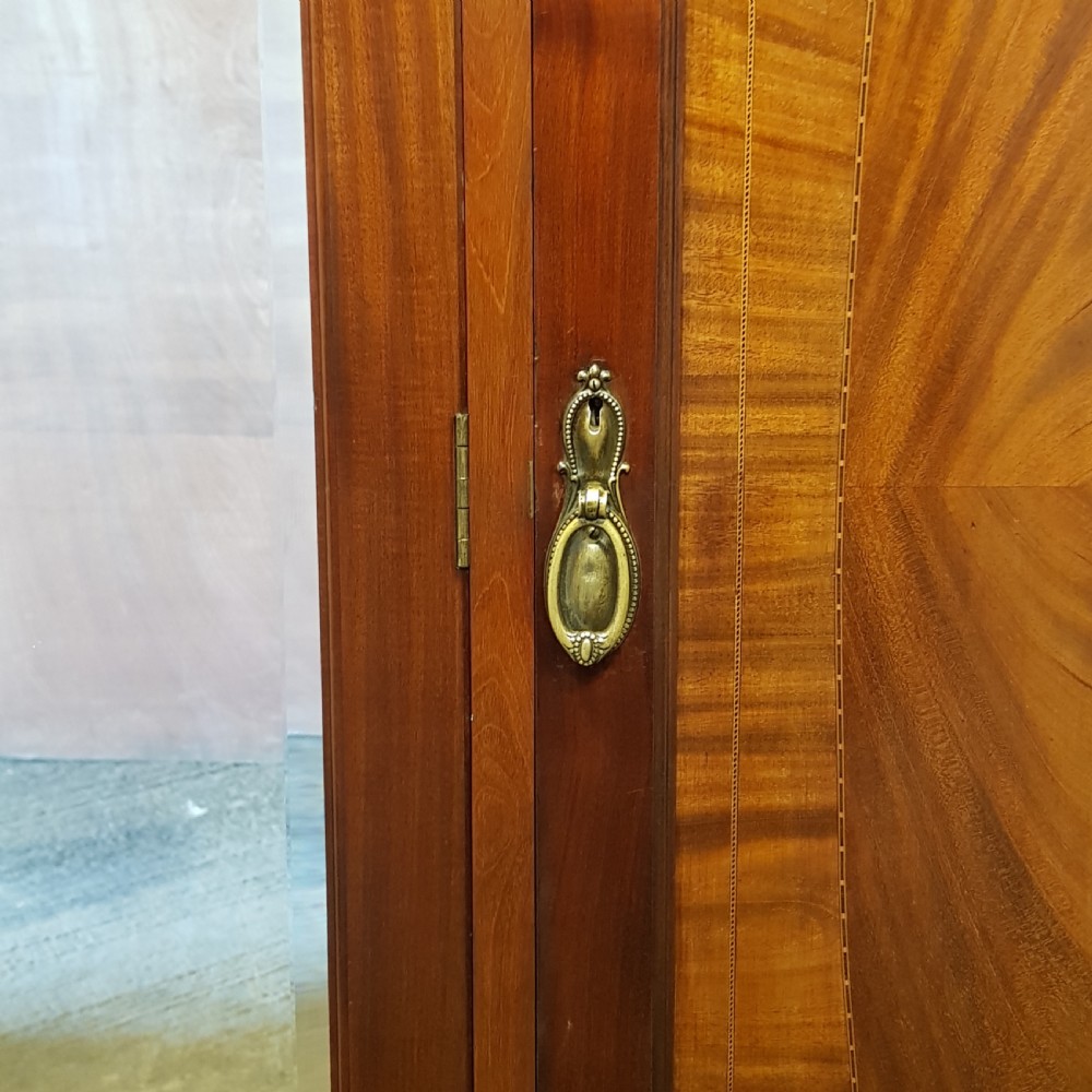 ANTIQUE EDWARDIAN INLAID MAHOGANY TRIPLE WARDROBE C1900 View V