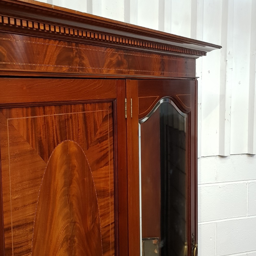 ANTIQUE EDWARDIAN INLAID MAHOGANY TRIPLE WARDROBE C1900 View VI